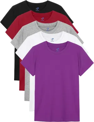 5 Pack Girls Shirts Short Sleeve Shirt for Girls Soft Cotton Tees Kids Tshirts Clothes Summer Tops T-Shirt