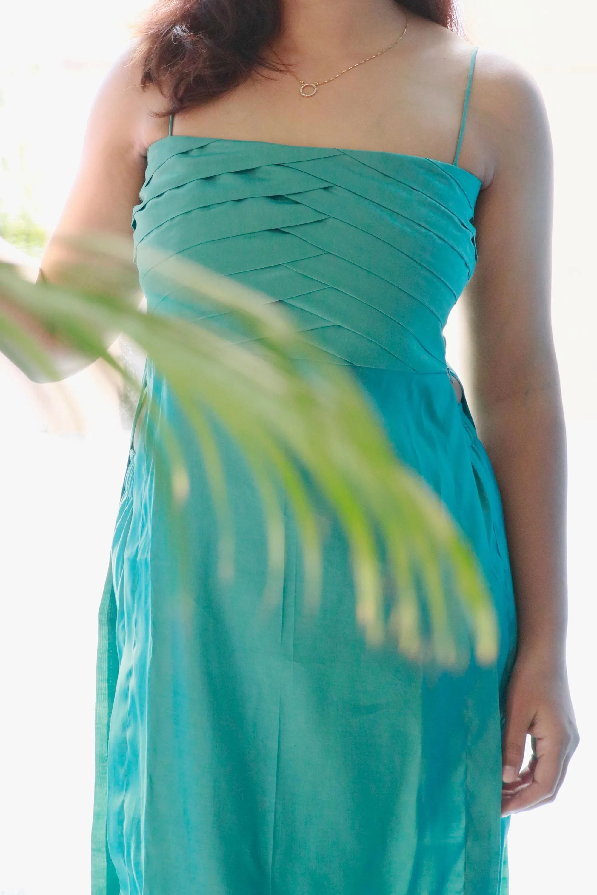 AMRITA SEA GREEN CHANDERI KURTA SET