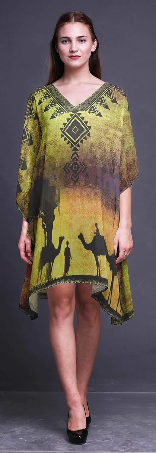 Blue Camel Mughal Ladies Plus Size Kaftan Summer Wear Beach Coverup Kimono Kaftan