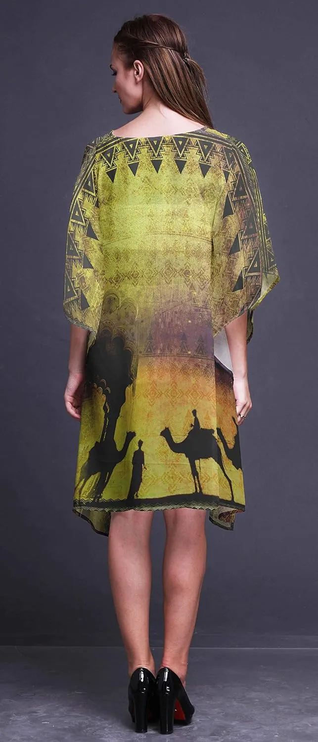 Blue Camel Mughal Ladies Plus Size Kaftan Summer Wear Beach Coverup Kimono Kaftan