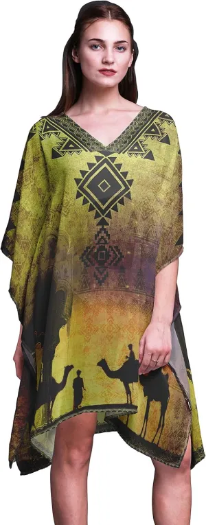 Blue Camel Mughal Ladies Plus Size Kaftan Summer Wear Beach Coverup Kimono Kaftan