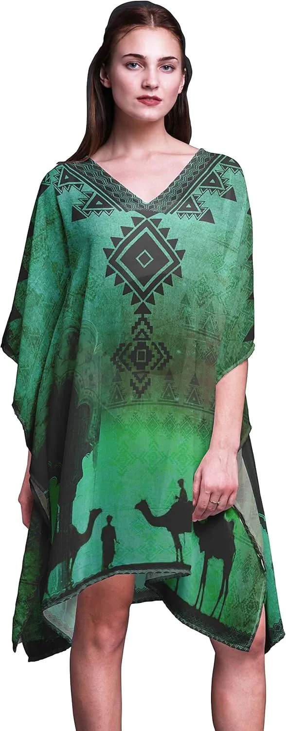 Blue Camel Mughal Ladies Plus Size Kaftan Summer Wear Beach Coverup Kimono Kaftan