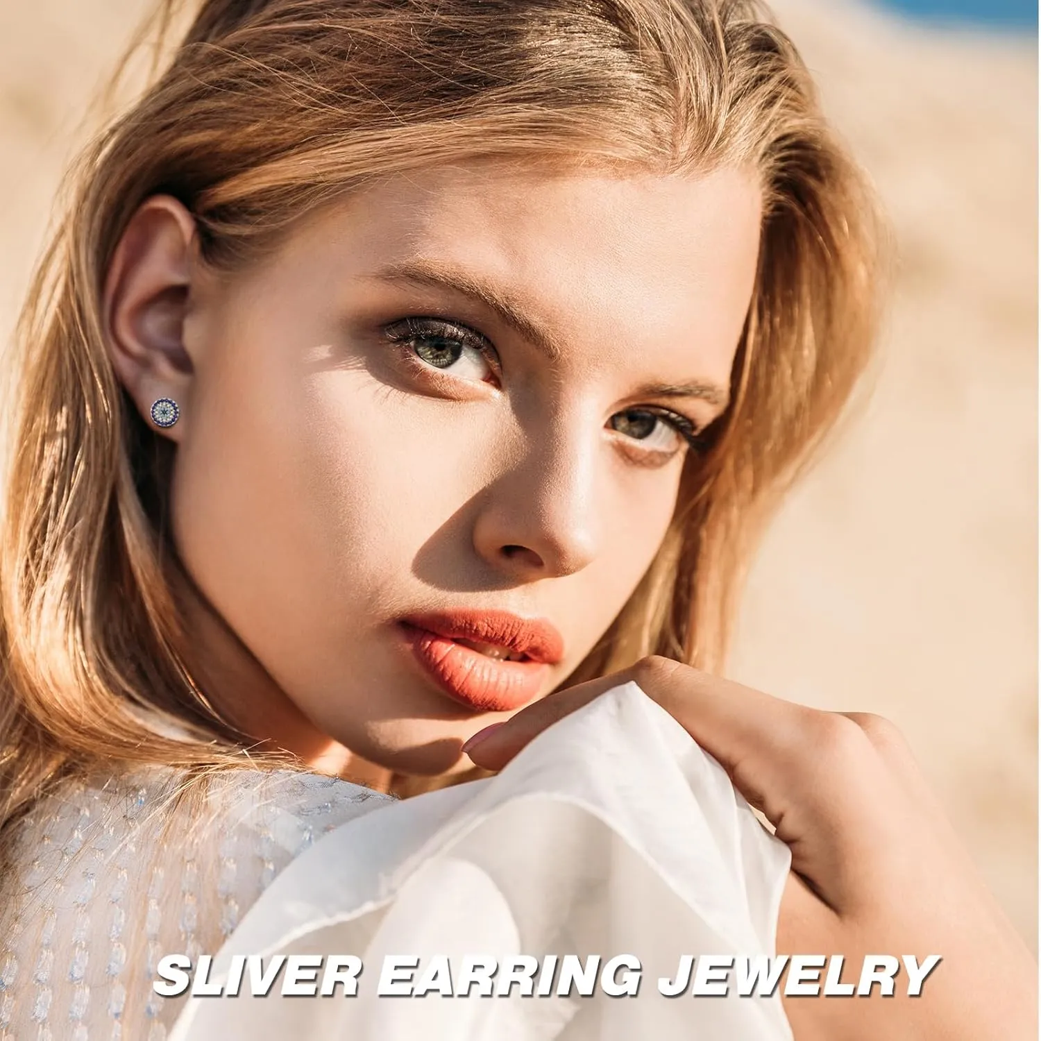 Earrings for Women, 925 Sterling Silver Earring, Fashion Graduation Birthday Gifts Blue Shape Stud Jewelry for Girls Teen