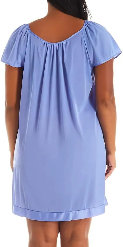 Exquisite Form 30109 Women's Nylon Tricot Flutter Sleeve Short Knee Length Nightgown