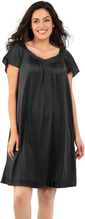Exquisite Form 30109 Women's Nylon Tricot Flutter Sleeve Short Knee Length Nightgown