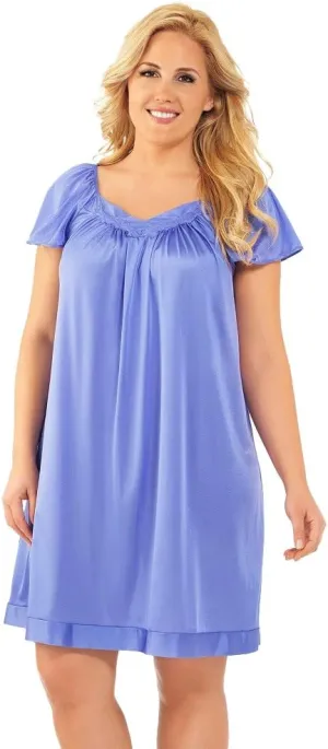 Exquisite Form 30109 Women's Nylon Tricot Flutter Sleeve Short Knee Length Nightgown