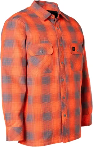 Forcefield Hi Vis Buffalo Plaid Quilted Flannel Shirt Jacket - Half-Zip Front, Polyester Insulated Adjustable Cuffs