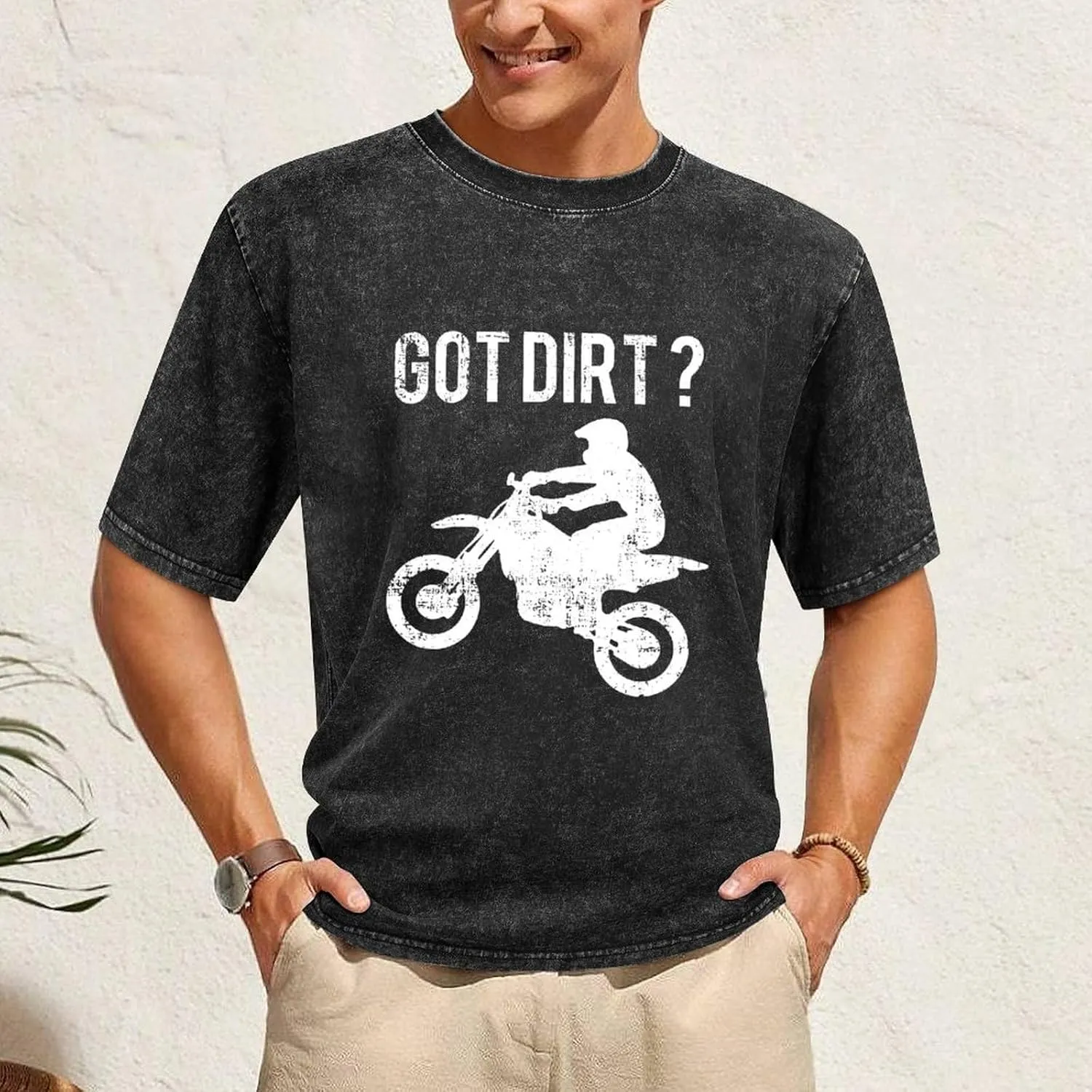 Got Dirt Bike Men's T Shirt Vintage Wash Tee Crew Neck Shoulder Tops Casual Pullover for Women