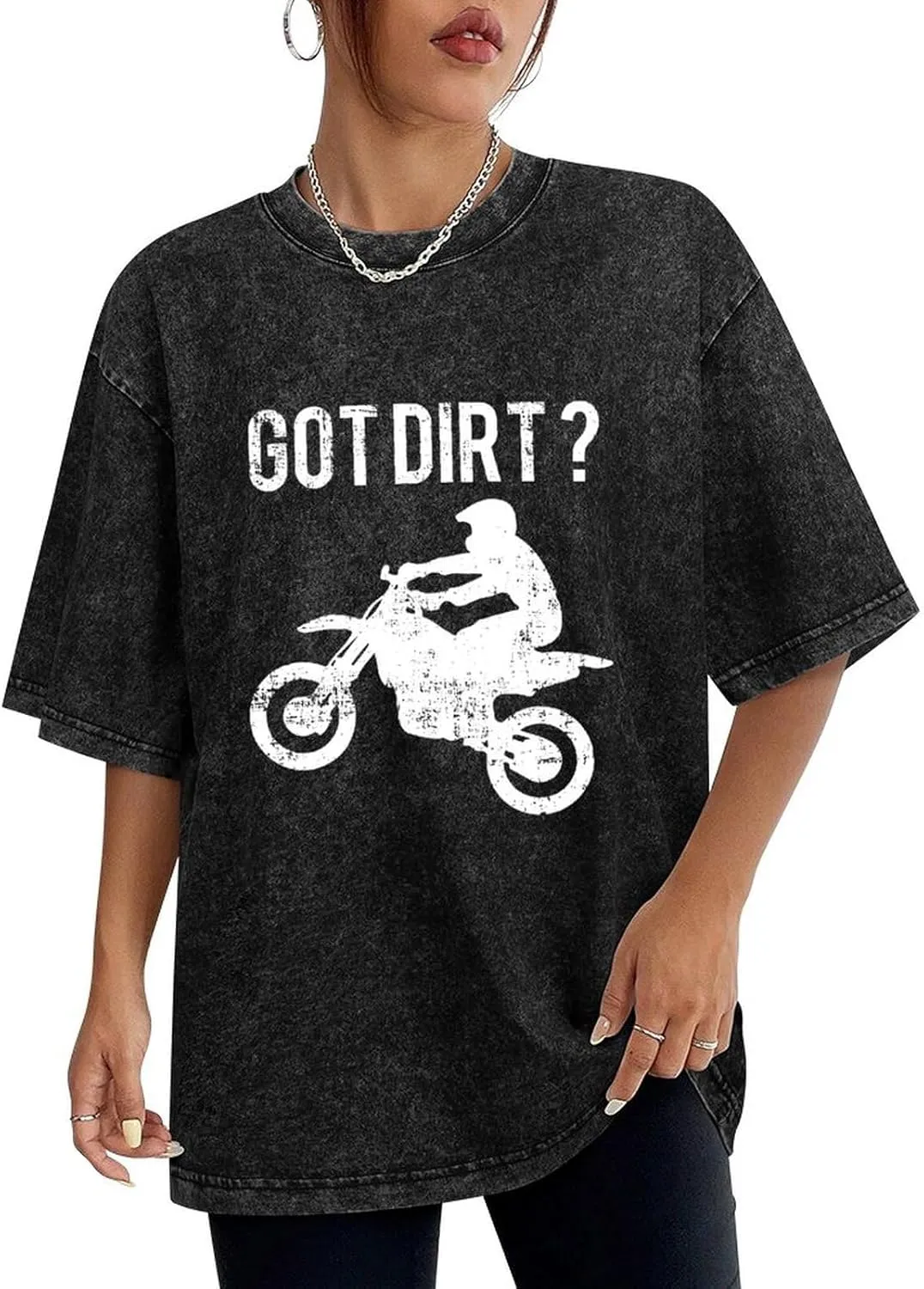 Got Dirt Bike Men's T Shirt Vintage Wash Tee Crew Neck Shoulder Tops Casual Pullover for Women