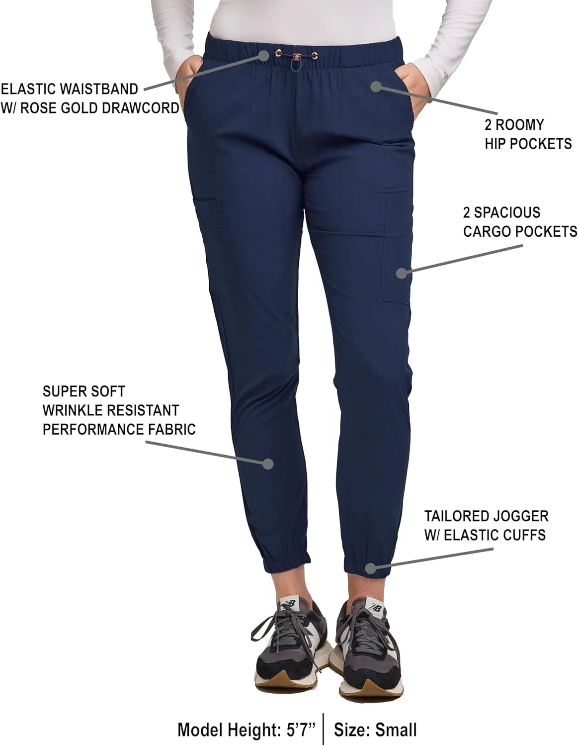 Green Town Scrubs for Women - Jogger Scrub Pant, Cargo Pockets, Stretch Fabric, Drawcord, Easy Care