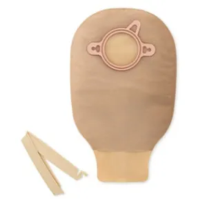 Hollister 18203 New Image 2-Piece Drainable Pouch With Two Sided Comfortwear Panel And Clamp Closure 2-1/4" Flange, 9" L, Mini, Beige, With Belt Tabs, Without Integrated Filter