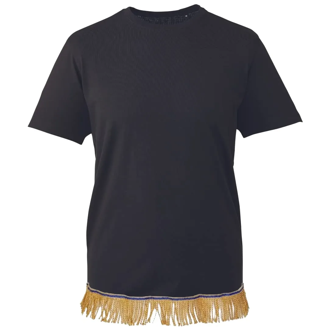 Israelite Men's Black T-Shirt with Gold Fringes (XL)