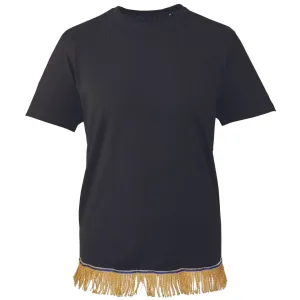 Israelite Men's Black T-Shirt with Gold Fringes (XL)