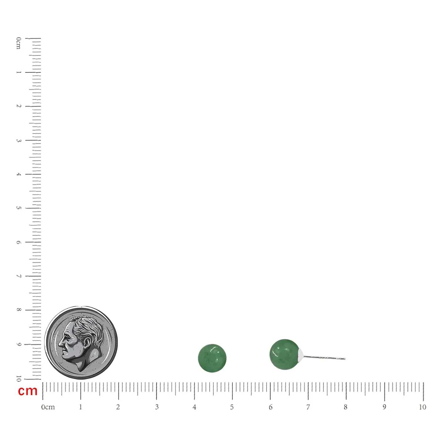 Jade Earrings Studs, 8mm Dark Green Jade Earrings for Women, Sterling Silver Stud Earrings for Sensitive Ears, Jade Jewelry for Women & Men, Good Luck Handmade Earrings Gift for Birthday Anniversary