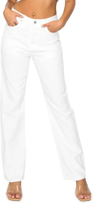 KHAKI & BLUE Womens Denim Jeans  High Waisted Straight Leg Pants with Button Down Closure