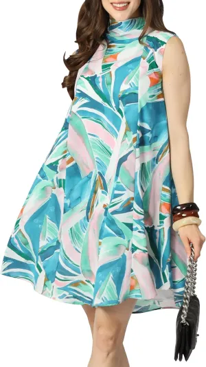 KOH KOH Womens 2025 Short Sleeveless Halter-Neck Flowy Summer Cute Mini Dress