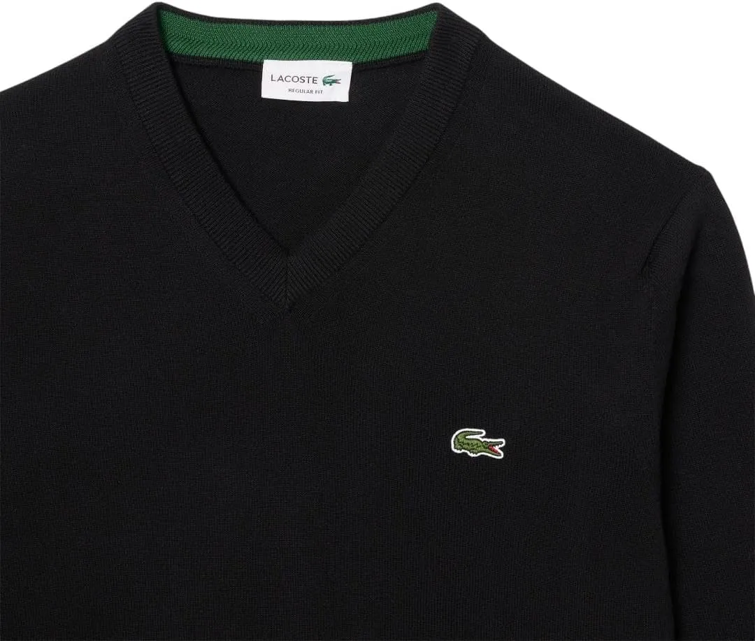 Lacoste Men's Long Sleeve Regular Fit V-neck Organic Cotton Sweater