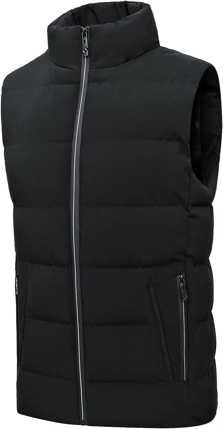 Locachy Men's Outdoor Casual Full Zipper Stand Collar Padded Vest Coats Sleeveless Jacket