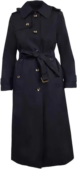 LONDON FOG Women's Black Long Belted Trench Coat (US, Alpha, Large, Regular, Regular, Black)