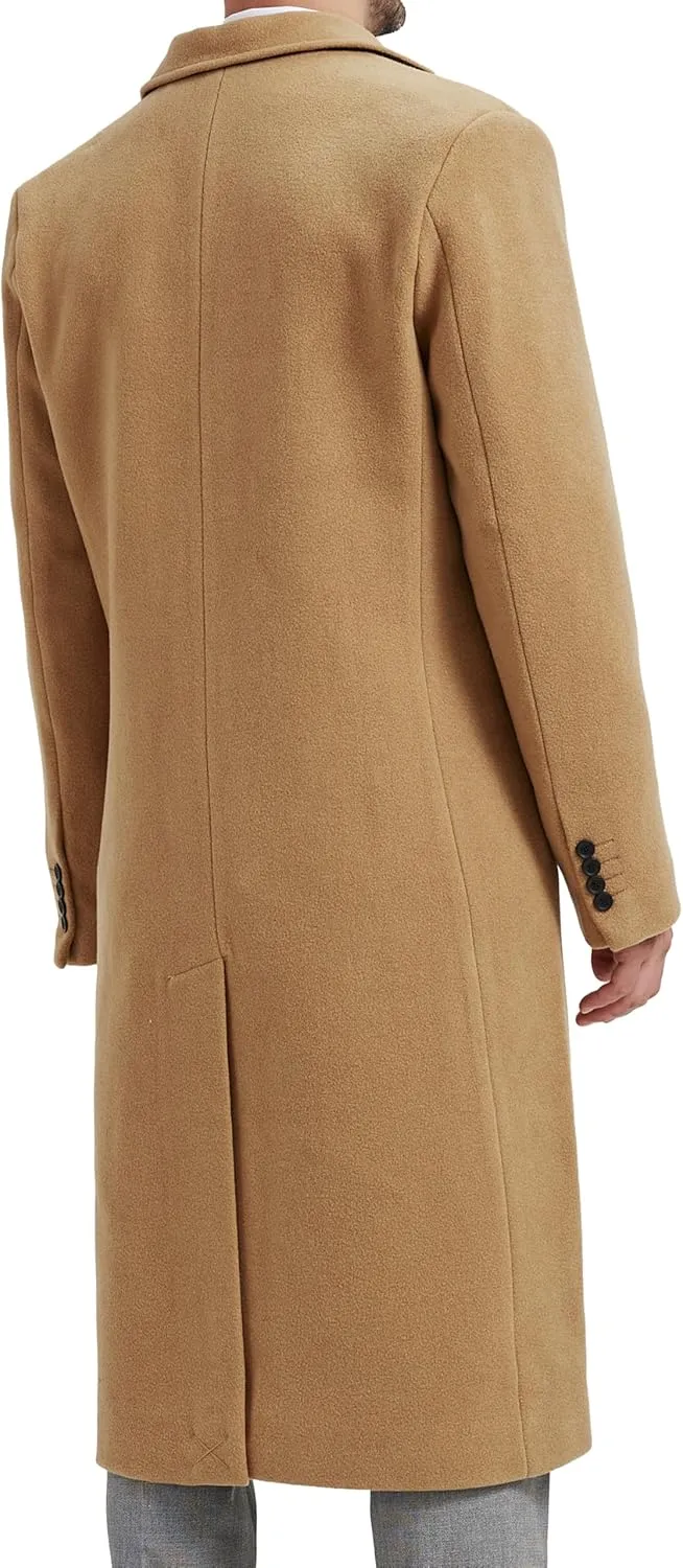 Mens Black Overcoat Wool & Cashmere Warm Winter Mod Coat Black Lining Jacket