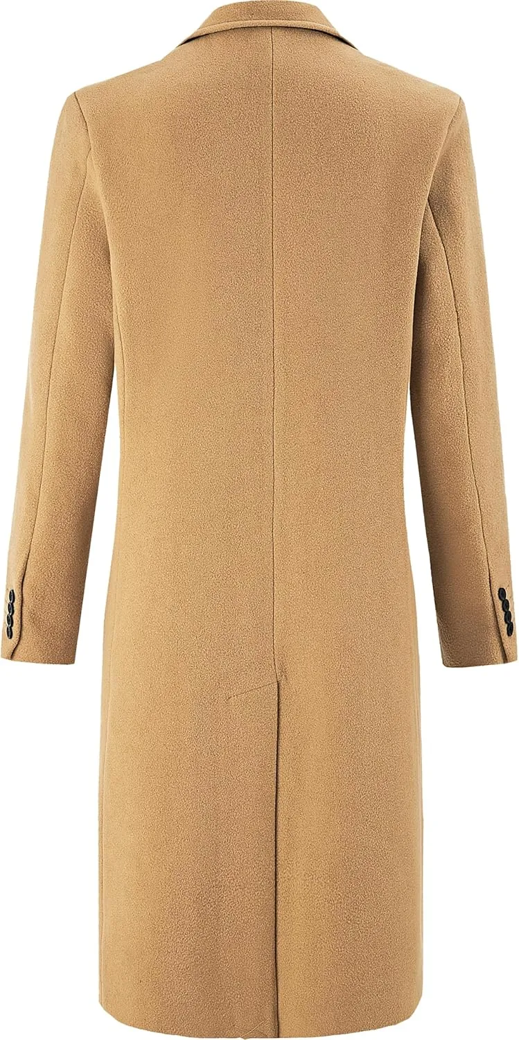 Mens Black Overcoat Wool & Cashmere Warm Winter Mod Coat Black Lining Jacket