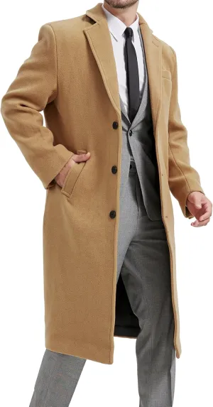 Mens Black Overcoat Wool & Cashmere Warm Winter Mod Coat Black Lining Jacket