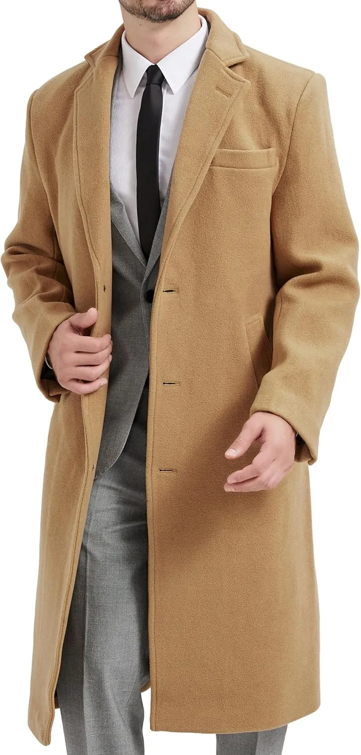 Mens Black Overcoat Wool & Cashmere Warm Winter Mod Coat Black Lining Jacket