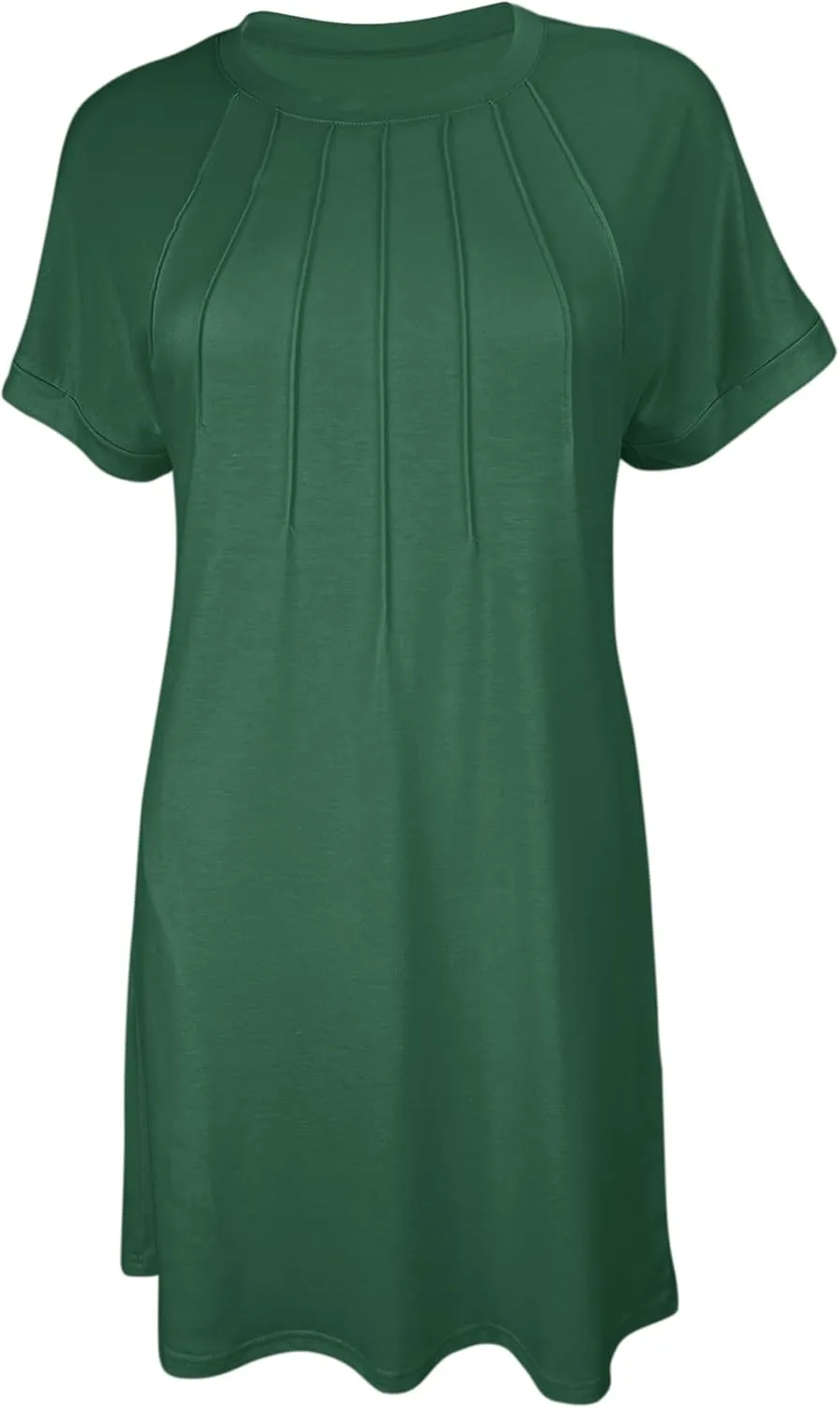 Minclouse Women's Casual Cap Short Sleeves Mini Dresses Cute Pleated T Shirt Dress with Pockets