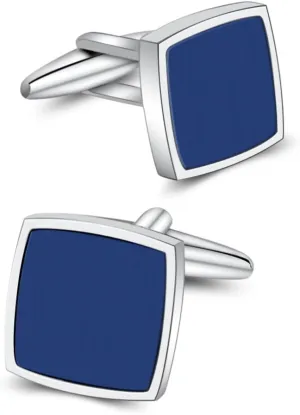 Mr.Van Blue Opal Cufflinks Platinum Plated Cuff Links Set Gemstone Reiki jewelry