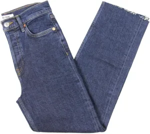 RE/DONE Womens 70's Stove Pipe High Rise Button-Fly Straight Leg Jeans Blue 27