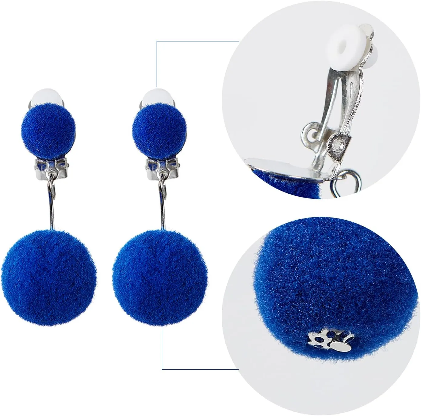 Round Green Glasses No Lens with Dress Up Purse Bag Blue Pom Clip On Earrings Costume Accessories