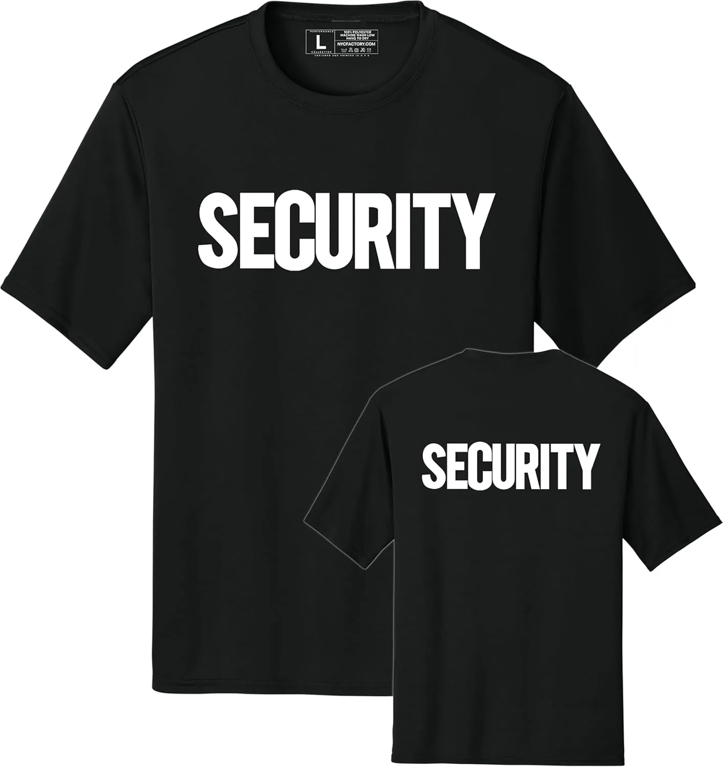 Security T-Shirt Front Back Print Mens Tee Staff Event Uniform Bouncer Screen Printed