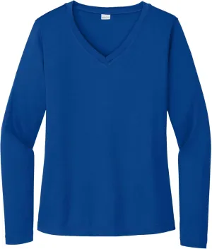 SPORT-TEK Women's Long Sleeve PosiCharge Competitor V-Neck Tee | Workout T-Shirt for Spring & Summer Fashion