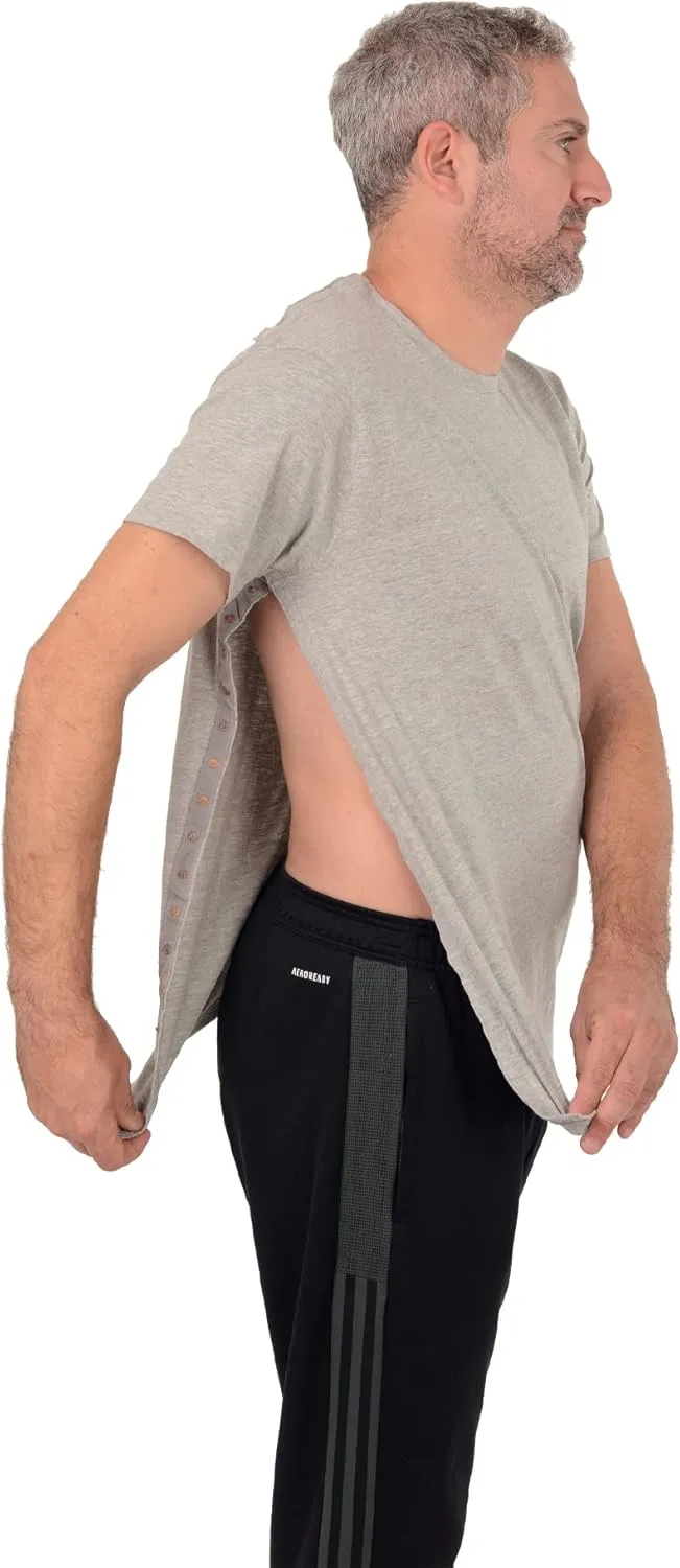 USBD Post Surgery Shoulder Recovery Shirt Tearaway Snap Open Design Tshirt for Easy Chemo Port Access Tee