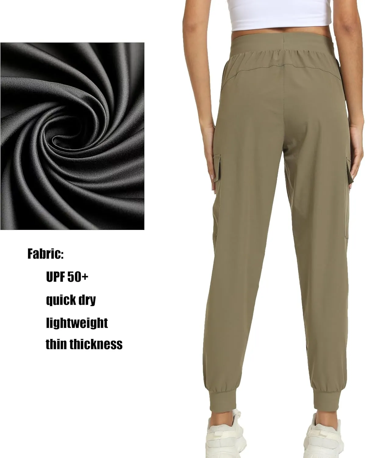 Women's Joggers with Pockets Lightweight - Water Resistant Cargo Athletic Pants for Hiking Running Camping Travel